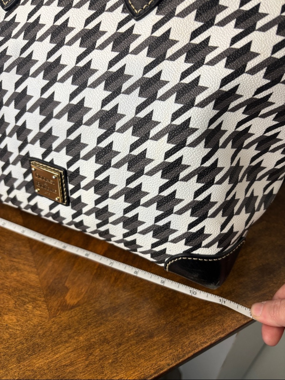 Dooney & Bourke Black and White Houndstooth Tote - Picture 14 of 16